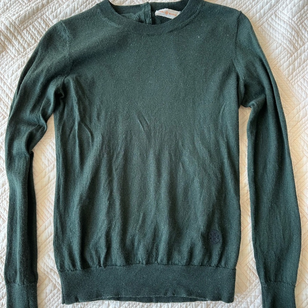 TORY BURCH dark green sweater size Small